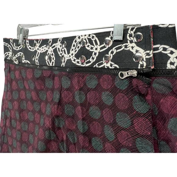 Zand Amsterdam Reversible Wrap Skirt OS Multicolor Dots Floral Snap Punk Grunge - Picture 6 of 16